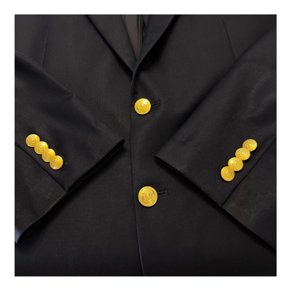 Ralph Lauren Navy Blue Wool Blazer Gold Buttons Mens 44L - Picture 12 of 12
